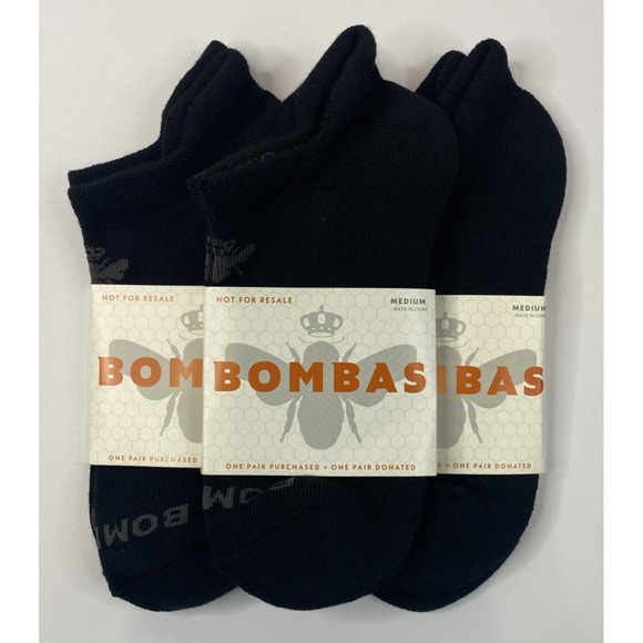 BOMBAS 3 pairs Running Ankle Sport socks - Womens Sz 8-10.5 Black NEW - Picture 1 of 8